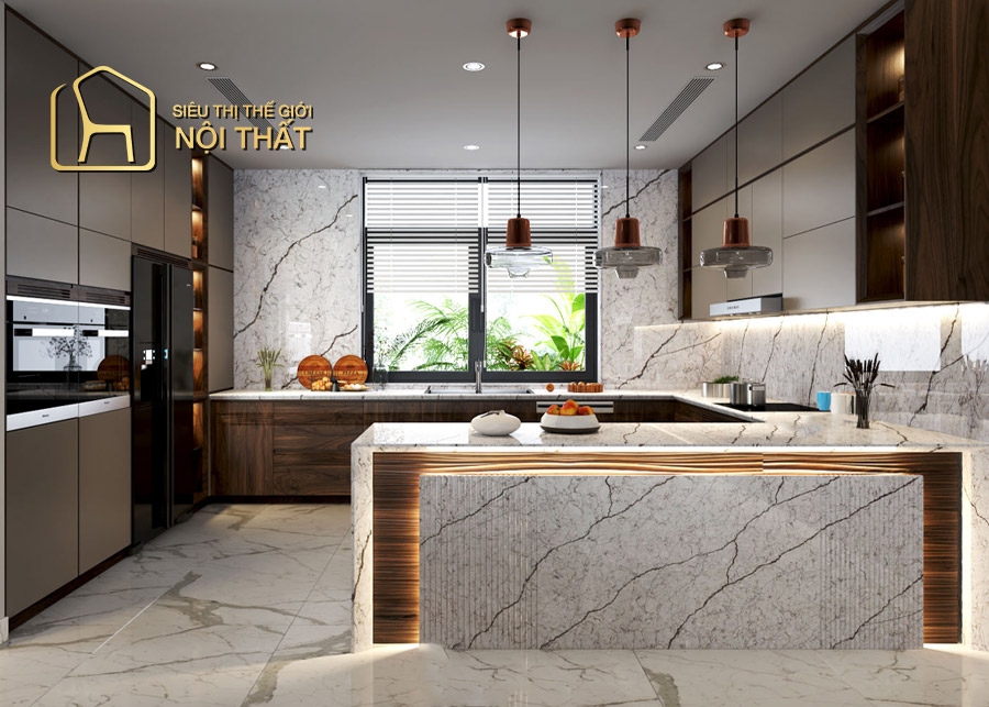 Tủ bếp chữ G hiện đại