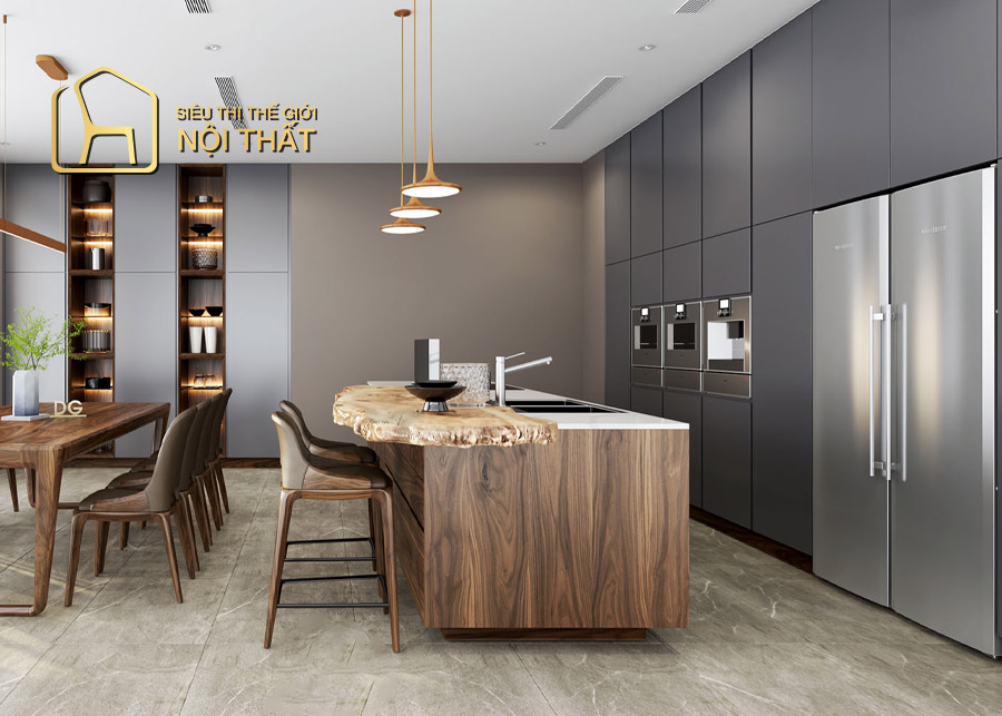 Tủ bếp chữ I tối giản hiện đại
