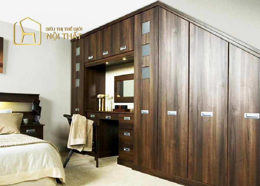 Mẫu tủ quần áo kết hợp bàn trang điểm độc đáo, sáng tạo