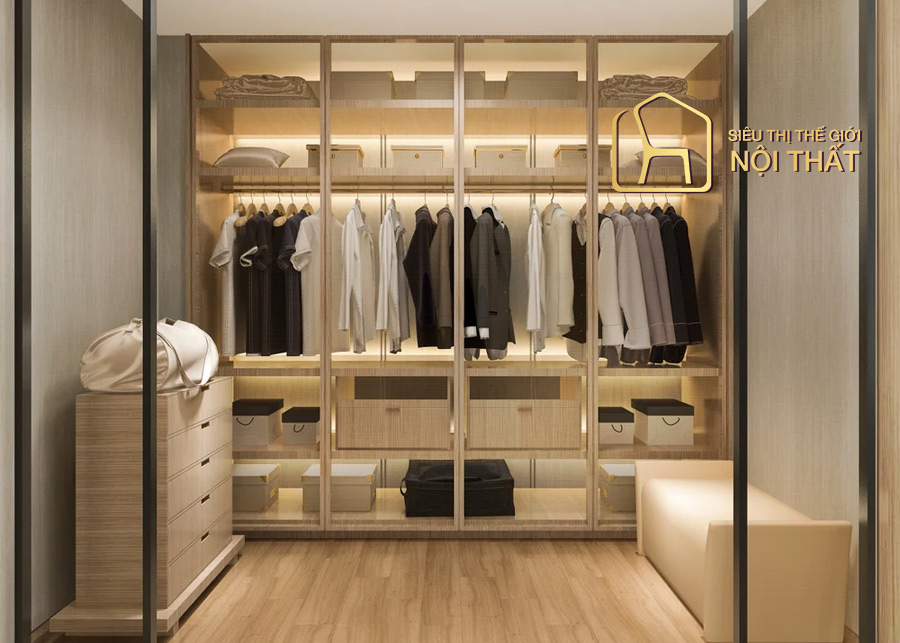 Mẫu tủ quần áo chất liệu gỗ công nghiệp kịch trần cao cấp tay móc âm hiện đại kết hợp với thiết kế nhiều cánh sang trọng và đẳng cấp tuyệt đối
