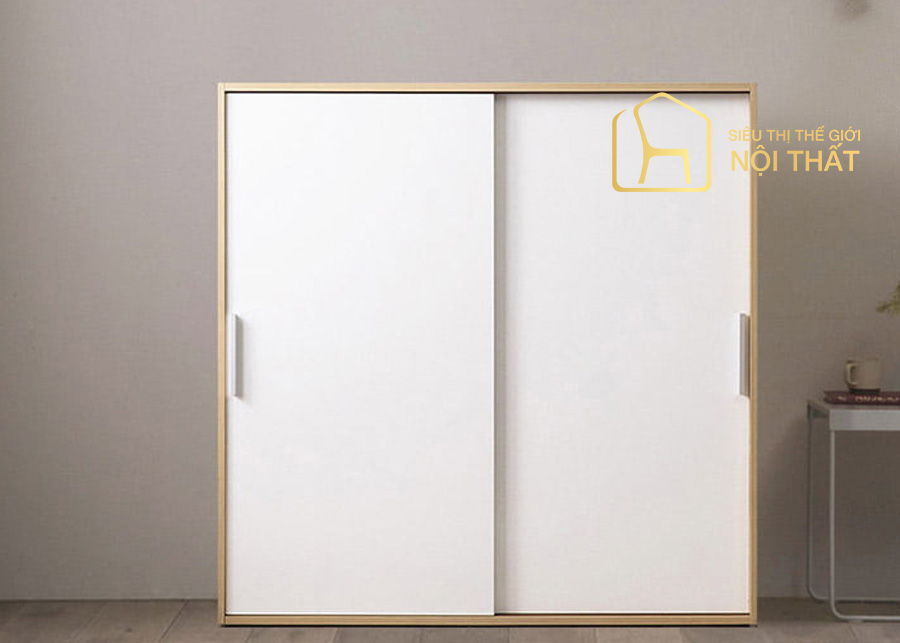 Tủ quần áo mini chất liệu gỗ tự nhiên cánh thiết kế cửa lùa nhỏ gọn, tiện lợi cùng đường vân tự nhiên, đẹp mắt