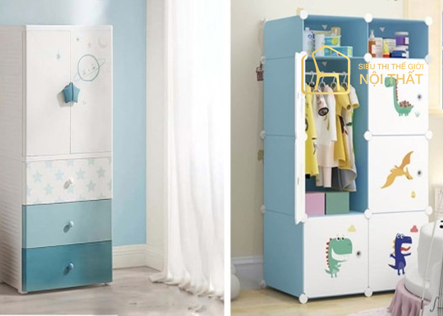 Mẫu tủ quần áo mini nhỏ bằng nhựa đẹp mắt với các ngăn nhỏ phù hợp cho các bé