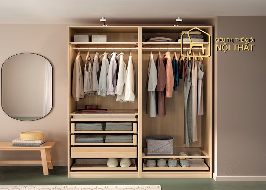 Tủ quần áo vải 2 buồng 8 ngăn