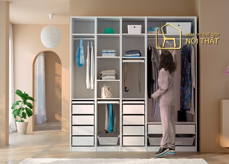 Tủ quần áo vải 4 buồng nhiều ngăn