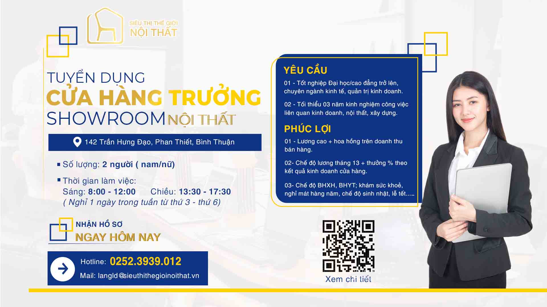 Tuyển dụng cửa hàng trưởng showroom nội thất