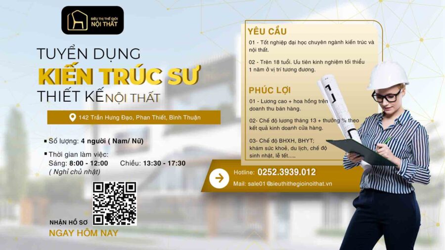 Tuyển dụng kiến trúc sư, thiết kế nội thất