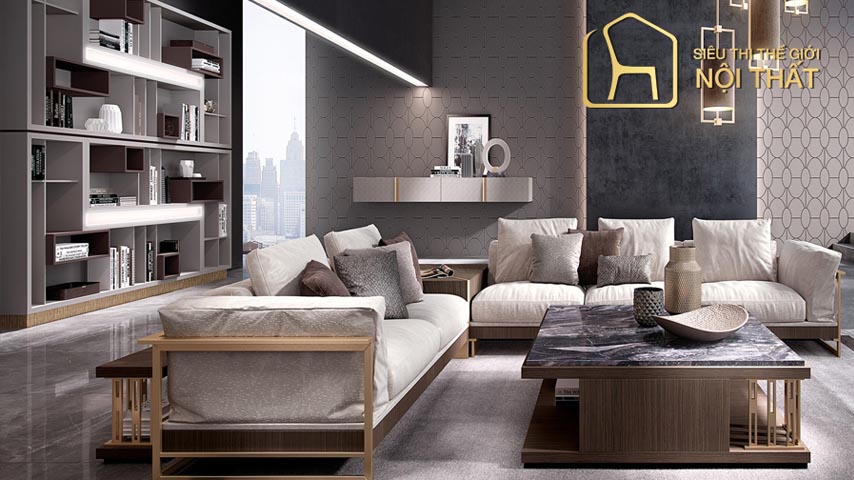 phối màu gạch ốp tường phòng khách