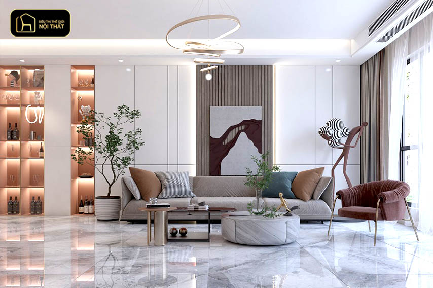 gạch ốp tường phòng khách