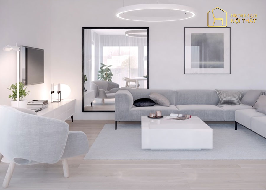 Thiết kế phòng khách Minimalism, sự phối hợp nhuần nhuyễn các đường nét thiết kế của hình học