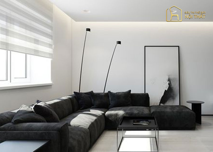 Nội thất minimalist hiện đại kết hợp tranh treo tường thiết kế đơn giản