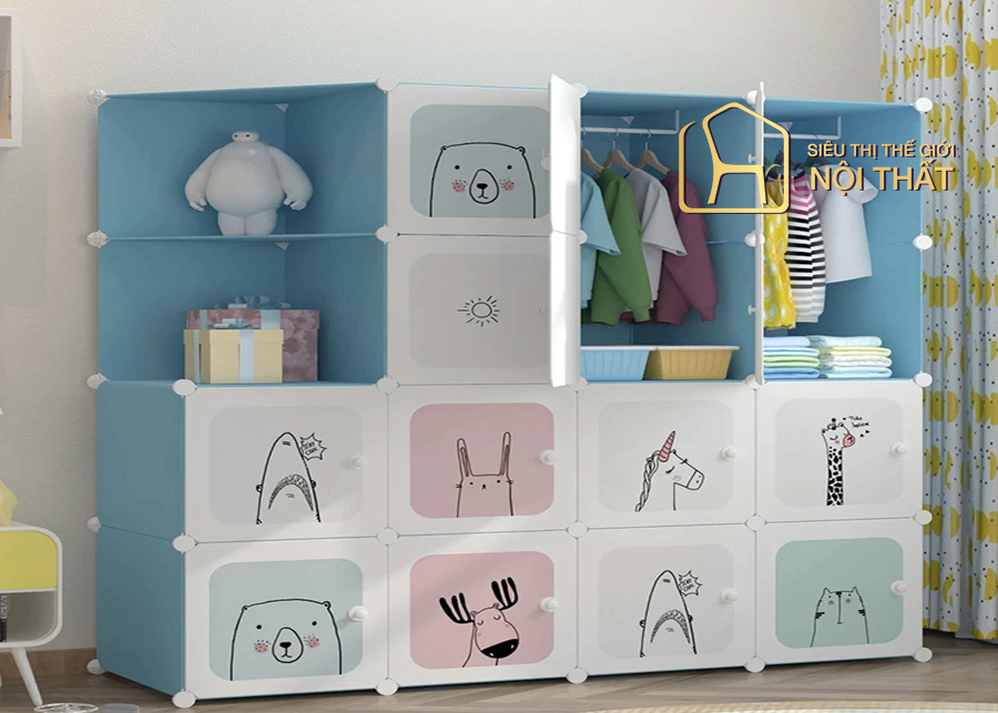 Tủ quần áo cho trẻ 1 - 3 tuổi có hình ảnh thú vị, đẹp mắt