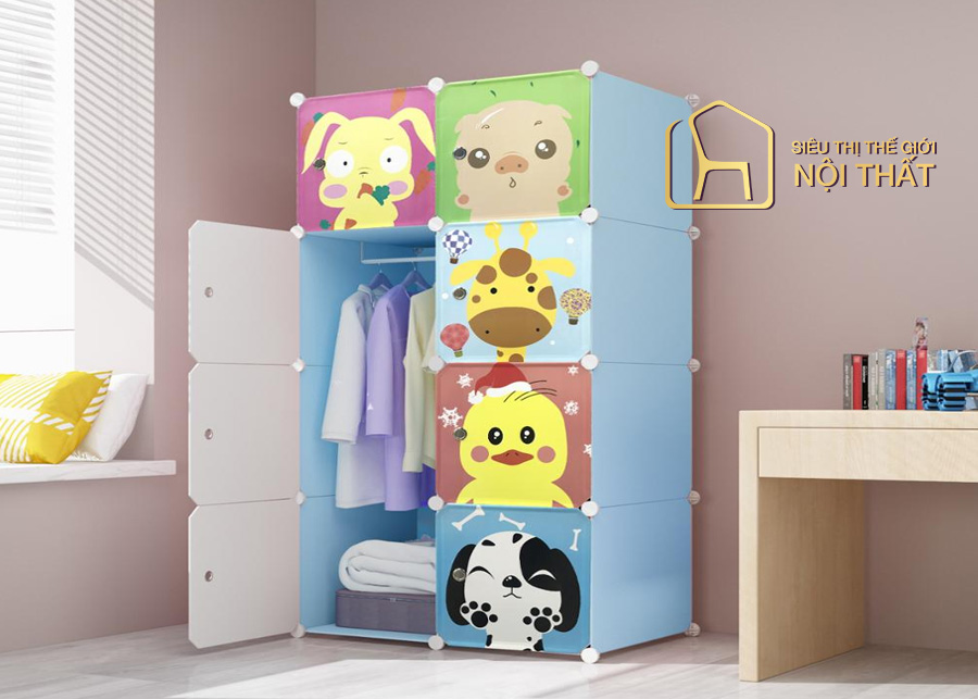 Tủ quần áo hình các nhân vật hoạt hình độc đáo, tiện lợi bằng nhựa kiểu lắp ráp