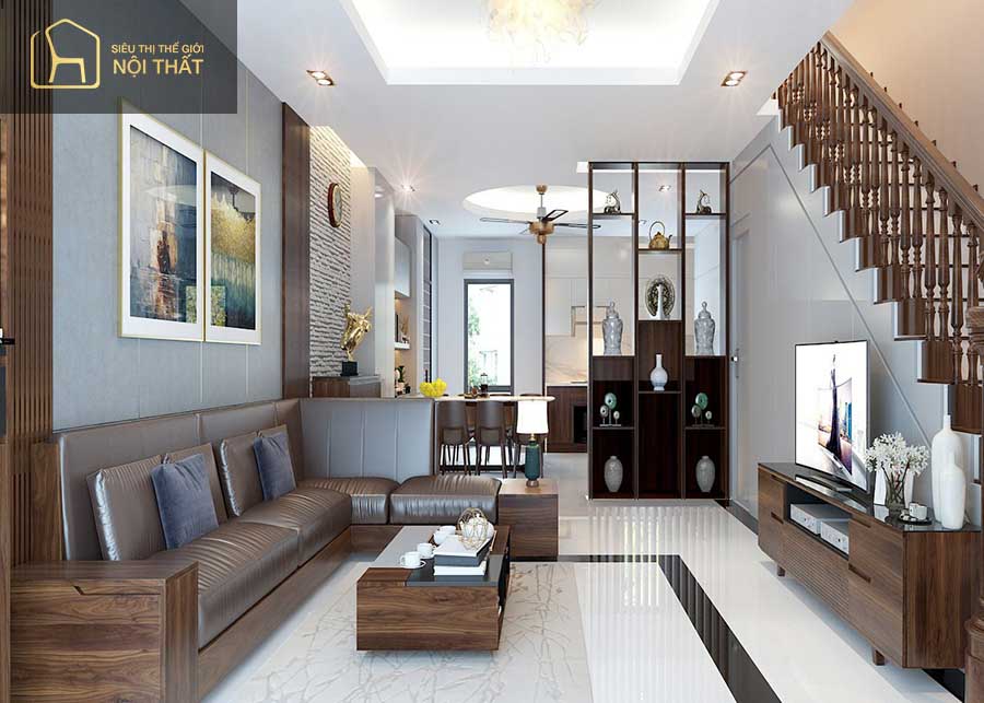 Thiết kế phòng khách nối liền với phòng bếp