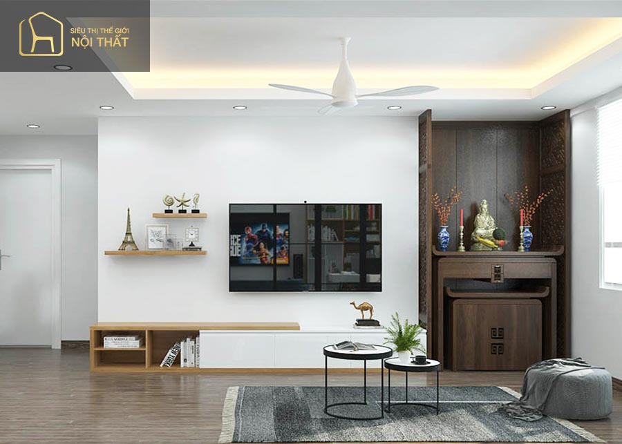 Kệ tivi kết hợp với bàn thờ treo