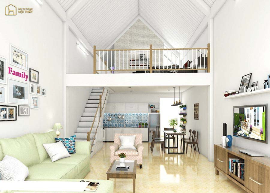 Mẫu thiết kế nội thất nhà cấp 4 có 2 phòng ngủ