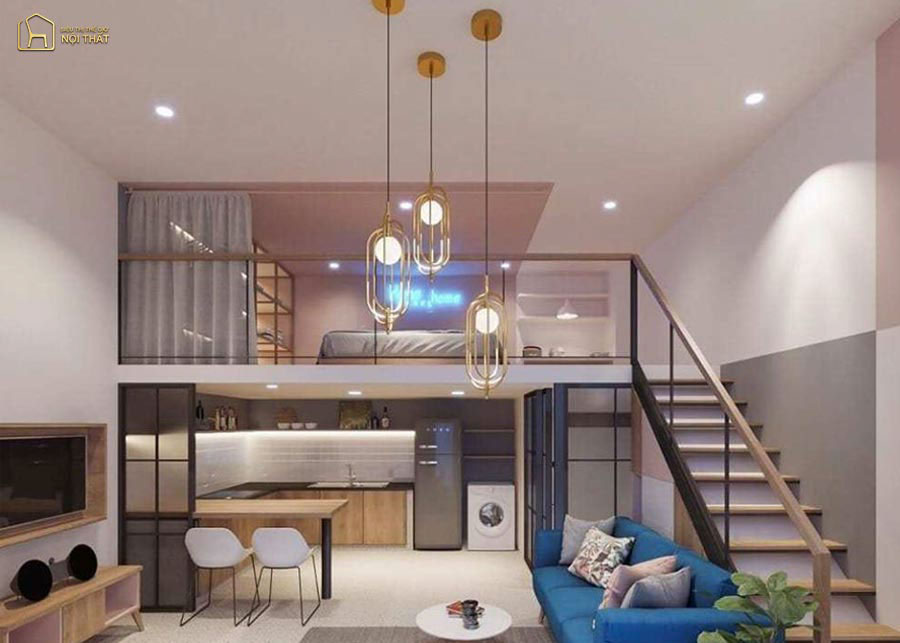 Mẫu thiết kế nội thất nhà cấp 4 có gác lửng đẹp bằng gỗ tự nhiên