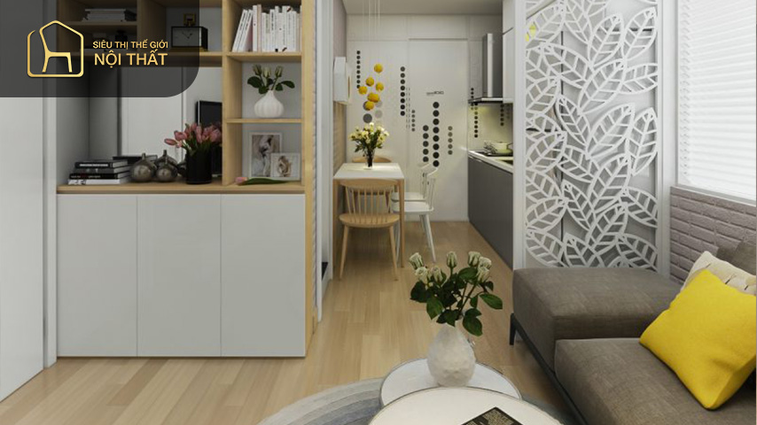 Thiết kế phòng khách liền bếp phù hợp với những không gian căn hộ nhỏ hẹp