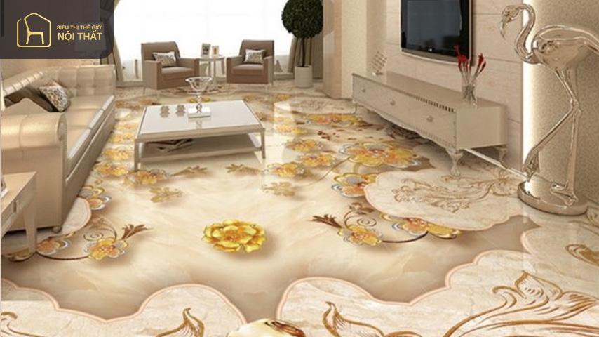 Gạch 3D có khả năng chống trơn trượt tốt và họa tiết sinh động tạo cảm giác thoải mái và rộng rãi hơn cho ngôi nhà