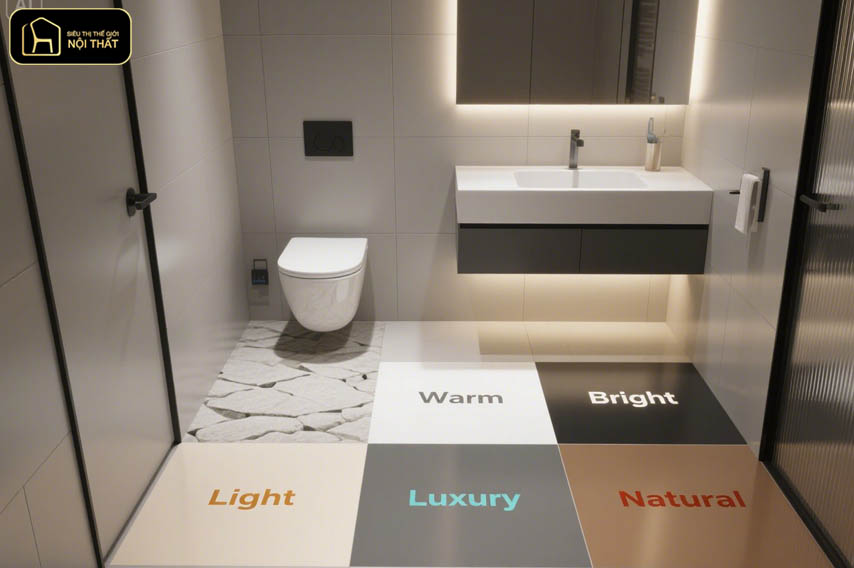 Chọn màu gạch nền toilet đẹp