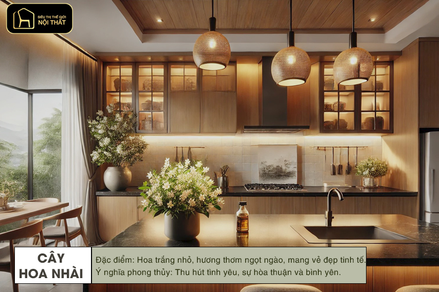 hoa trang trí phòng bếp
