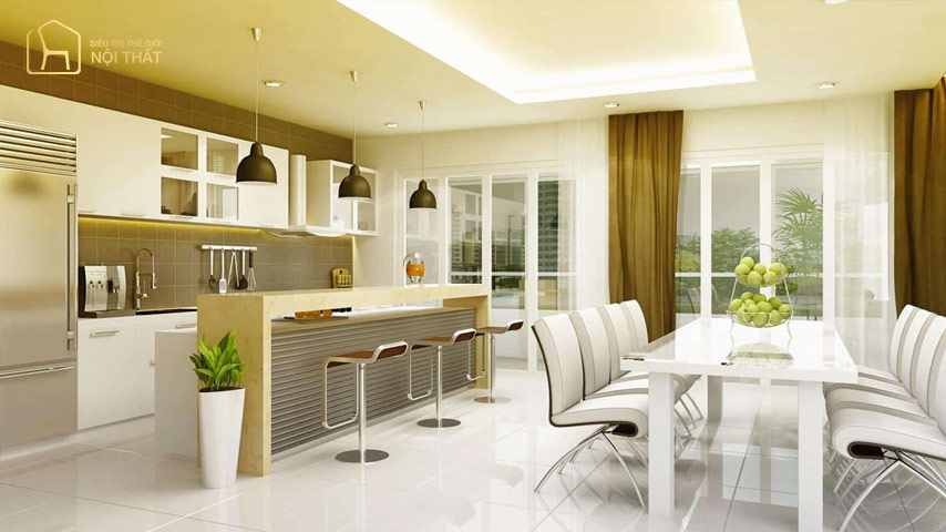 Nên kiêng để góc nhọn chiếu thẳng vào bếp