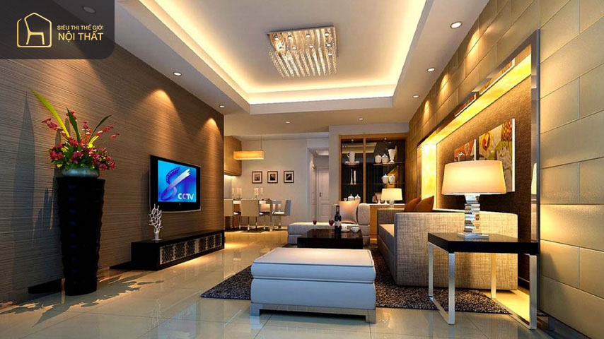 Sử dụng đèn LED trong phòng khách giúp tiết kiệm đèn năng và đảm bảo sức khỏe cho người sử dụng