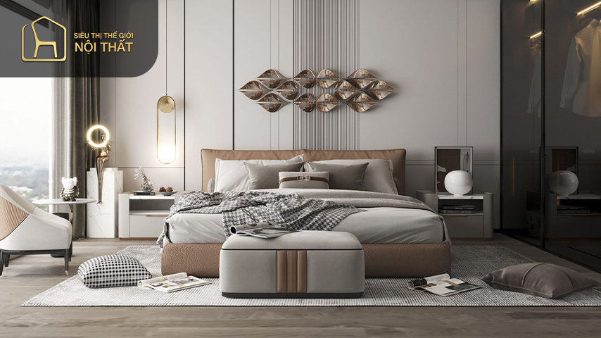 Thiết kế nội thất phong cách luxury cho phòng ngủ cần thể hiện được sự hài hòa đem đến tiện nghi và sự thoải mái cho gia chủ