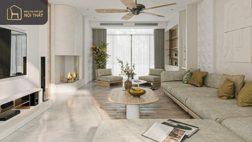Mẫu phòng khách 30m2 phong cách hiện đại, sang trọng