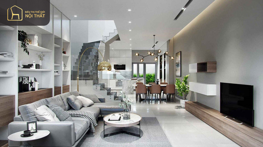 Mẫu phòng khách 30m2 phong cách đương đại