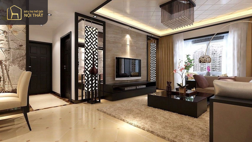 Mẫu phòng khách 30m2 với nội thất sang trọng