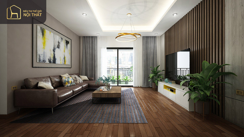 Phòng khách chung cư đẹp thiết kế theo phong cách tân cổ điển đem lại sự sang trọng, đẳng cấp