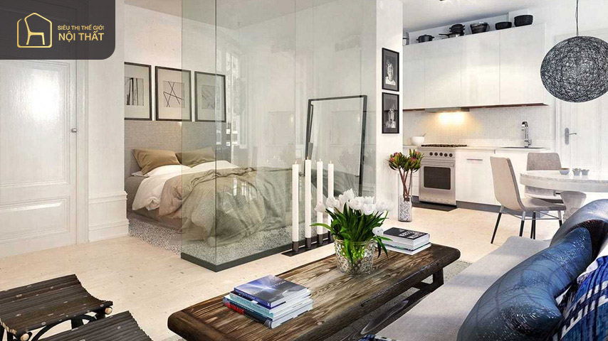 Phòng khách chung cư đẹp 25m2 nên sử dụng các nội thất đơn giản giúp căn phòng trở nên thoáng đãng hơn