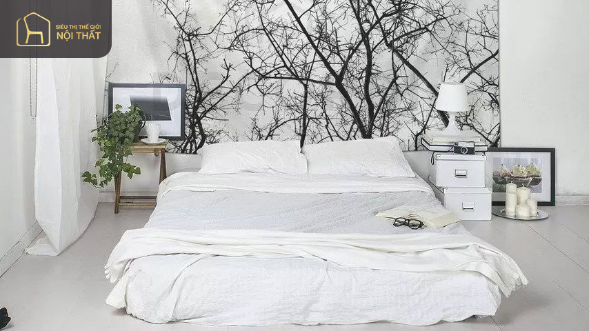 Để giúp cho không gian phòng ngủ nhỏ thêm rộng rãi thì lựa chọn phong cách trang trí không giường Để giúp cho không gian phòng ngủ nhỏ thêm rộng rãi thì lựa chọn phong cách trang trí không giường là lựa chọn thông minh