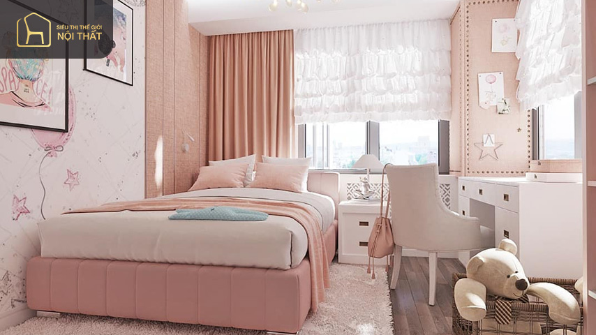 Trang trí phòng ngủ nhỏ màu hồng phù hợp với cả nữ và các bé gái Trang trí phòng ngủ nhỏ màu hồng phù hợp với cả nữ và các bé gái