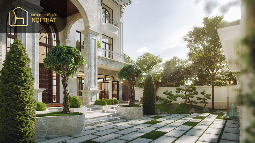Thiết kế nội thất biệt thự tân cổ điển kết hợp sân vườn mang đến cảm giác thoải mái thư giãn cho gia chủ