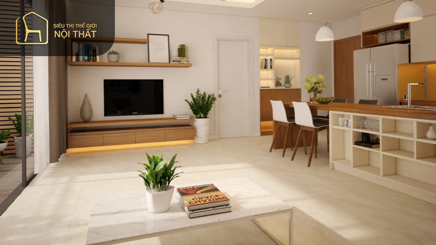 Không gian nội thất của chung cư 100m2 2 phòng ngủ Không gian nội thất của chung cư 100m2 2 phòng ngủ thường dành cho những cặp vợ chồng mới cưới hoặc gia đình có con nhỏ