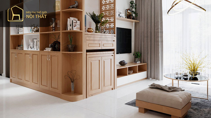 Với những căn hộ 100m2 vuông vức thường được thiết kế thành 2 nửa giúp không gian trở nên thoáng đãng Với những căn hộ 100m2 vuông vức thường được thiết kế thành 2 nửa giúp không gian trở nên thoáng đãng
