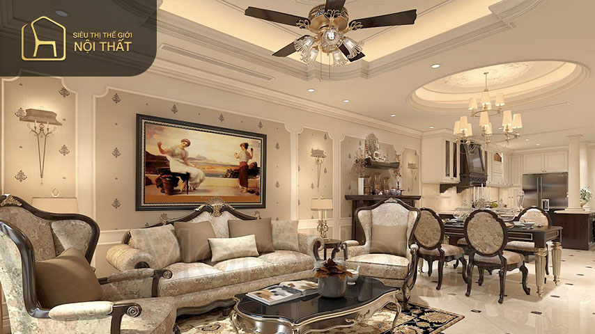 Mẫu thiết kế căn hộ 105m2 phong cách tân cổ điển