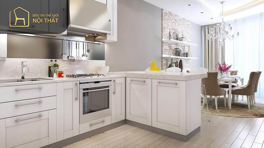 Mẫu thiết kế nội thất căn hộ 105m2 phòng bếp