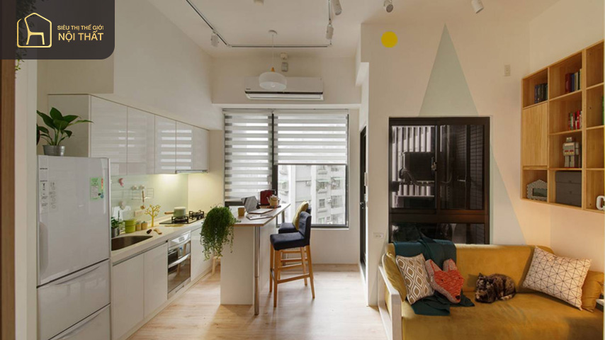 Thiết kế nội thất chung cư 45m2 liên thông bếp Thiết kế nội thất chung cư 45m2 liên thông bếp giúp tiết kiệm diện tích phù hợp với những căn hộ có diện tích hẹp