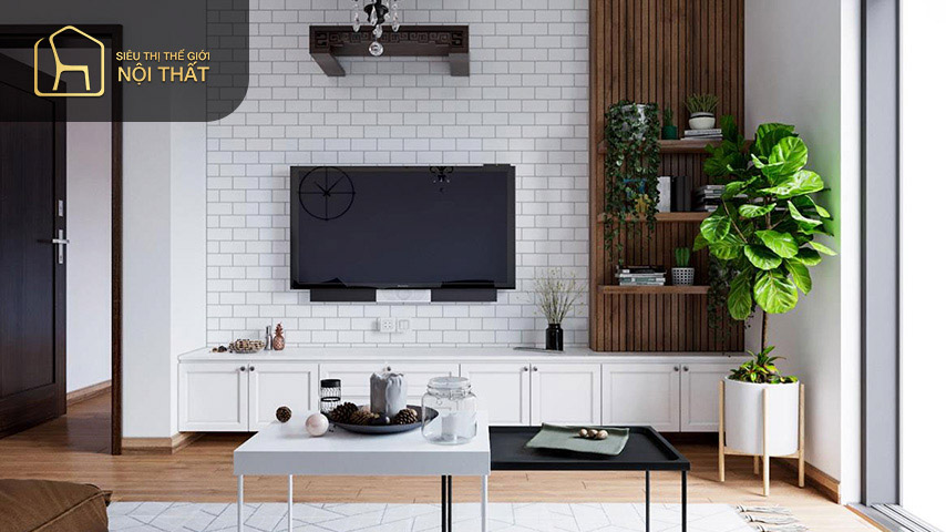 Nội thất 80m2 thiết kế hình vuông tạo sự rộng rãi và cân đối cho ngôi nhà