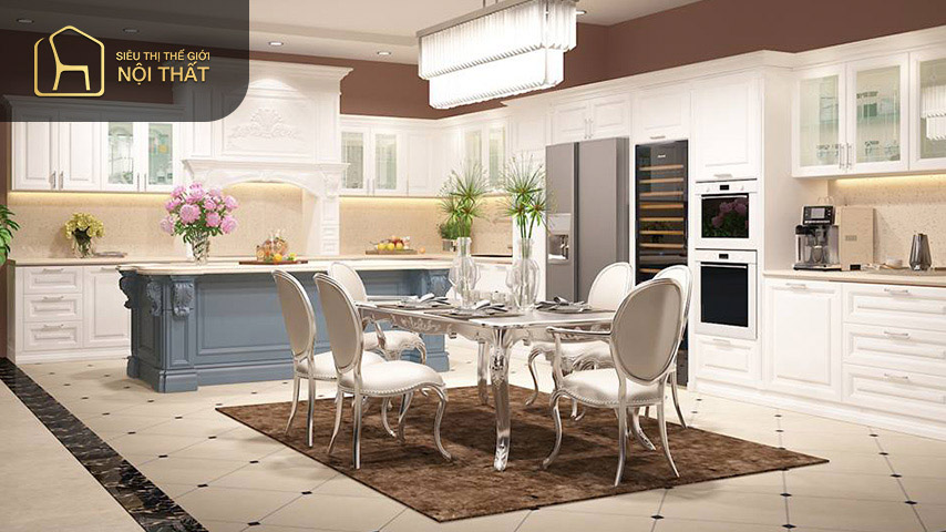 Thiết kế nội thất chung cư cổ điển cho nhà bếp đem đến sự trầm ấm và thoải mái cho người nội trợ Thiết kế nội thất chung cư cổ điển cho nhà bếp đem đến sự trầm ấm và thoải mái cho người nội trợ