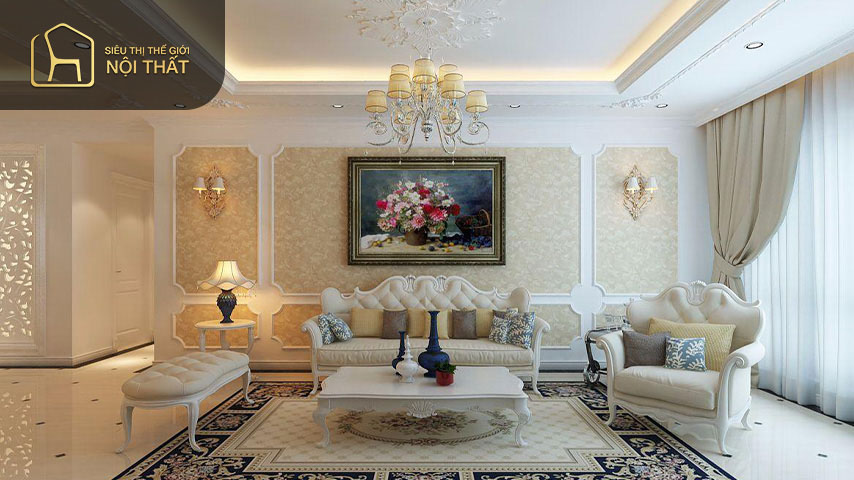 Thiết kế nội thất chung cư phong cách cổ điển cho phòng khách Thiết kế nội thất chung cư phong cách cổ điển cho phòng khách đem đến sự sang trọng, lộng lẫy và tiện nghi