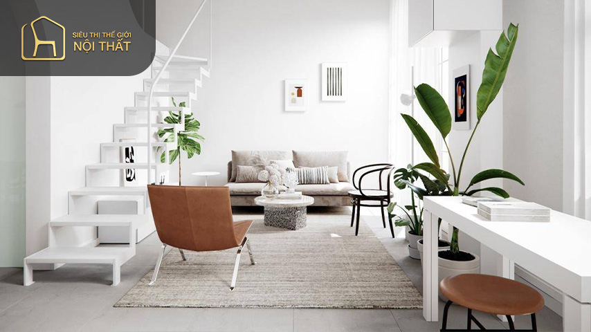 Mẫu thiết kế nội thất phòng khách 50m2 đơn giản mà đẹp