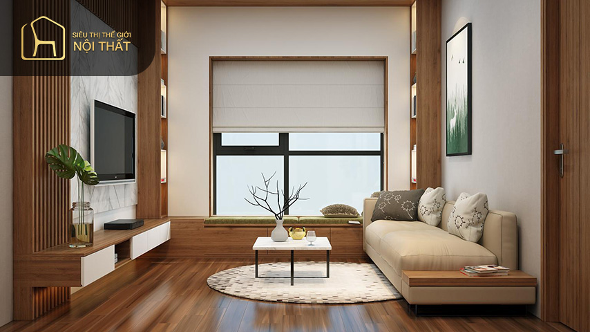 Mẫu phòng khách 50m2 đẹp, sang trọng