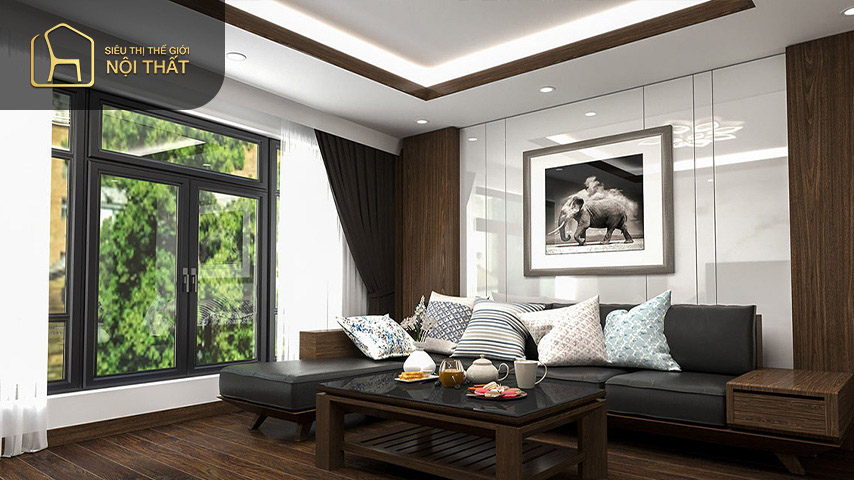 Sử dụng nội thất gỗ tự nhiên cho không gian phòng khách