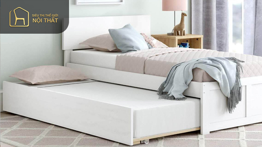 Giường kéo 2 tầng Giường kéo 2 tầng là nội thất thông minh giúp tiết kiệm khá nhiều không gian cho những căn phòng nhỏ hẹp