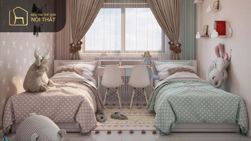 Thiết kế phòng ngủ 2 giường giúp tiết kiệm diện tích trong thời buổi đất chật người đông Thiết kế phòng ngủ 2 giường giúp tiết kiệm diện tích trong thời buổi đất chật người đông