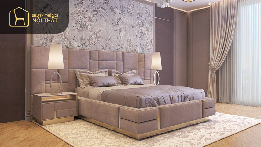 Thiết kế phòng ngủ đẹp cho vợ chồng với giấy dán tường giúp che đi những khuyết điểm trên tường đồng thời đem đến sự ấm áp ngọt ngào Thiết kế phòng ngủ đẹp cho vợ chồng với giấy dán tường giúp che đi những khuyết điểm trên tường đồng thời đem đến sự ấm áp ngọt ngào