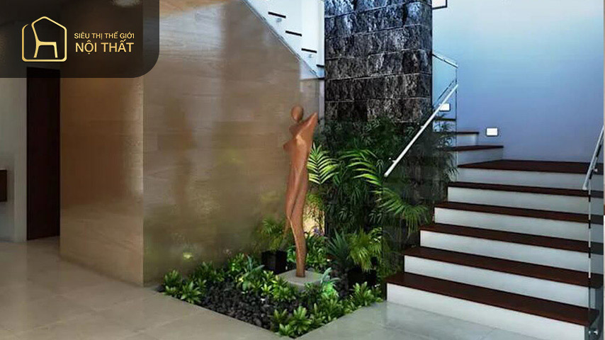 Dùng đèn trang trí tường cầu thang giúp chiếu sáng không gian để các thành viên trong gia đình dễ dàng đi lại và làm căn phòng trở nên sang trọng hơn